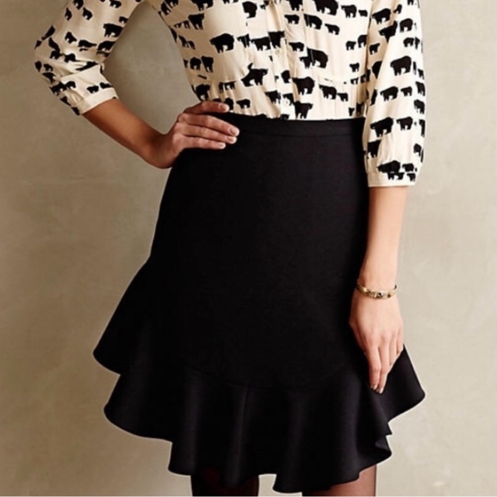 Anthropologie Leifsdottir Black Flounce Skirt